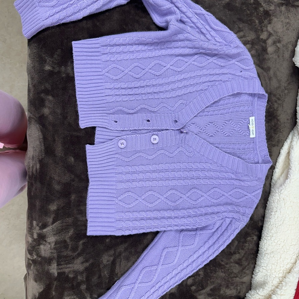 Woven Heart Lilac Cable Knit Cardigan